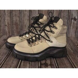 Sz 36 / 5.5-6 US Womens A.S.98 Ivory Leather Hiking Boots Lug Sole Made in Italy
